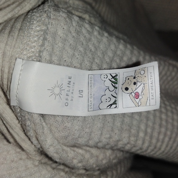 Aerie Offline Waffle Knit Boxy Fit Oversized Pullover Top L - Picture 5 of 6